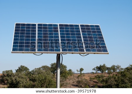 Solar panel in camp house in mountain