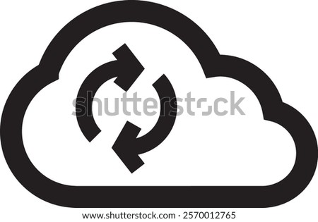 Simplified cloud sync icon, representing seamless data sharing and synchronization