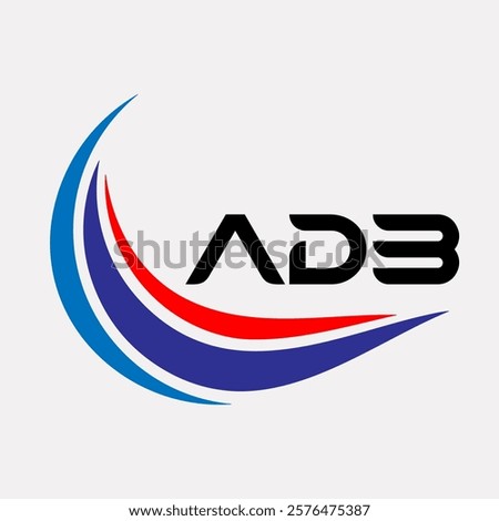 Creative ADB Logo Design Featuring Dynamic Blue and Red Swirls with Modern Typography on White Background