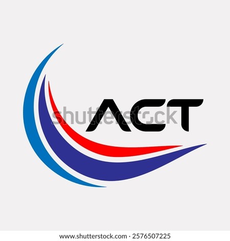 Creative ACT Logo Design Featuring Dynamic Blue and Red Swirls with Modern Typography on White Background