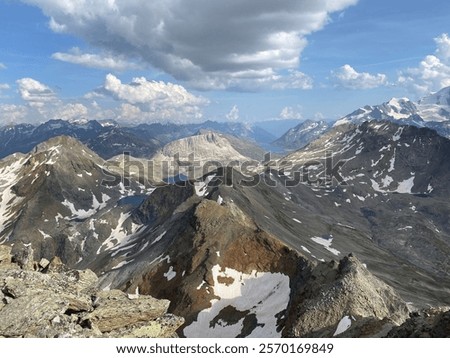 Similar – Image, Stock Photo View of the Piz Corvatsch in the Engadin in Graubünden in the evening