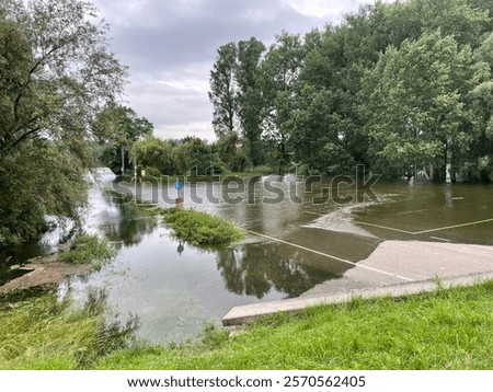 Image, Stock Photo Floods on the Rhine Deluge