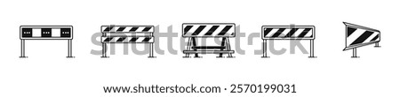 Traffic Barrier Icons Black and White Vector Set