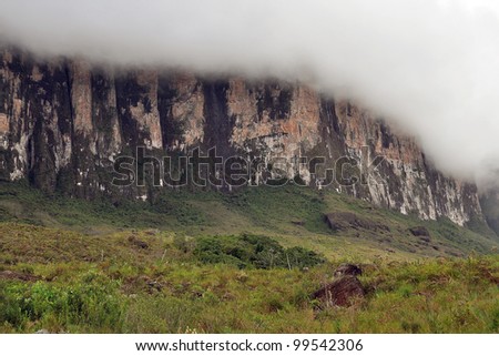 mount Roraima with clouds , border of Brazil, Venezuela and Guyana