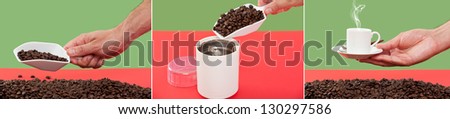 Grinding coffee beans to make coffee