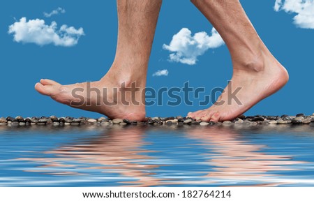 Close up of walking feet