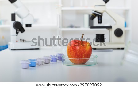 Chemical Laboratory of the Food supply.Food in laboratory, dna modify