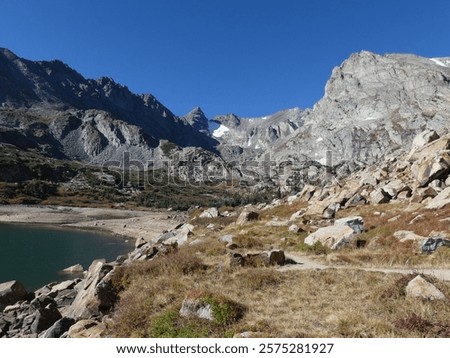 Image, Stock Photo Rocky mountain ridge during sunset