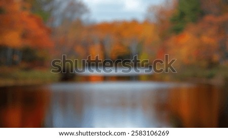 Similar – Foto Bild Ruhiger See, umgeben von Bergen mit Herbstbäumen bei Sonnenuntergang