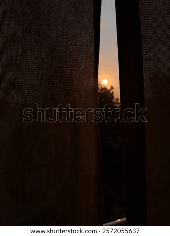 Similar – Image, Stock Photo Sunset behind the curtain in the caravan