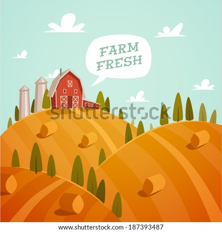 Farm fresh. Organic food. Retro style vector illustration. 