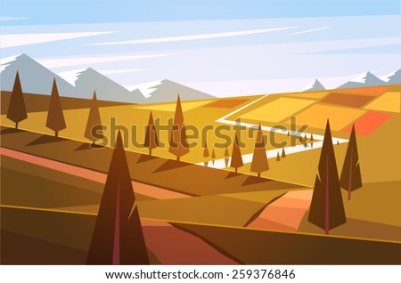 Natural landscape. Vector illustration.