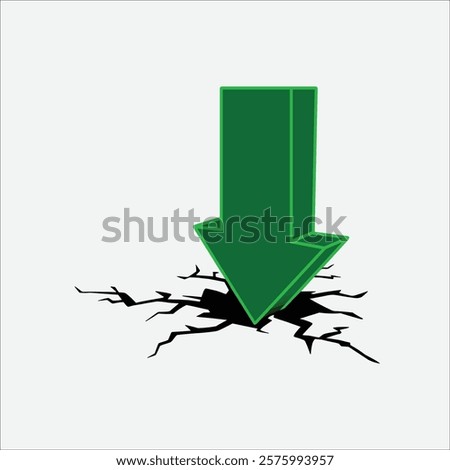 Arrow down cracked floor hand drawn illustration artwork