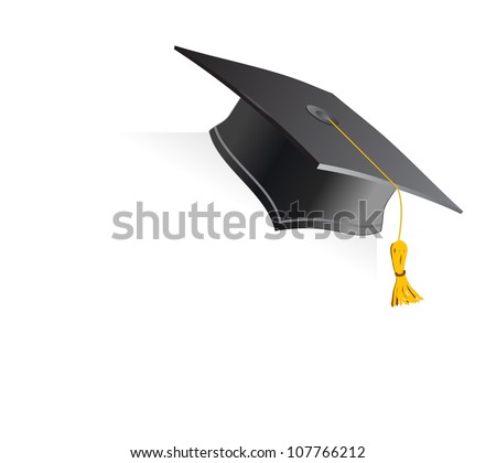 Education Cup on White Background. Student Graduation Hat. Vector Illustration.