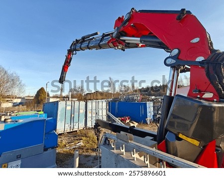 Similar – Image, Stock Photo Boom of a crane in front of colorful evening sky.