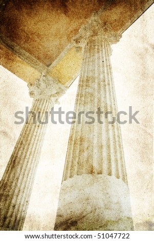 Ancient column. Photo in vintage image style.
