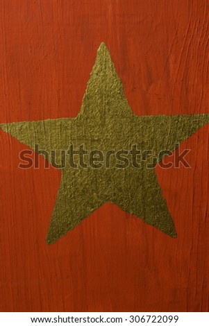 hand made wooden box painted red with gold star