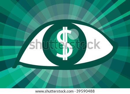 An image of an eye with a dollar sign in the pupil