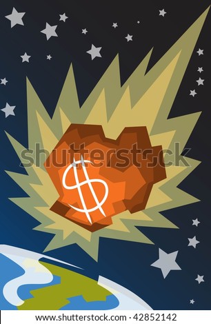An image of a meteorite with a dollar sign hurtling towards earth