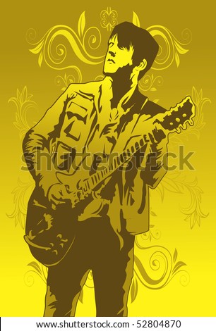 An image of a male guitarist strumming the guitar