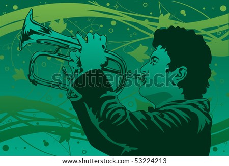 An image showing a man playing the trumpet during a concert or musical show