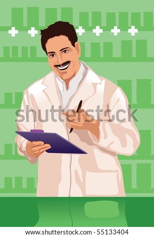 Image of a doctor who is doing a profile for his patient.