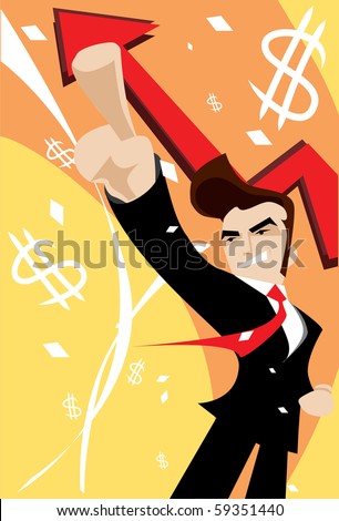 Image of a young business man celebrates his business success.