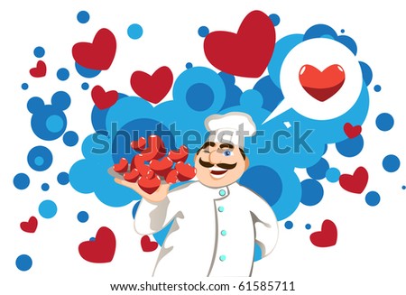 Image of a chef who is a cooking for a romantic valentine dinner.