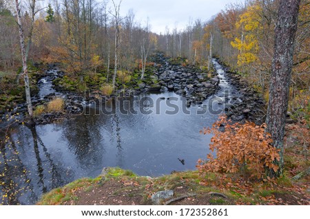 Swedish salmon river in late autumn season