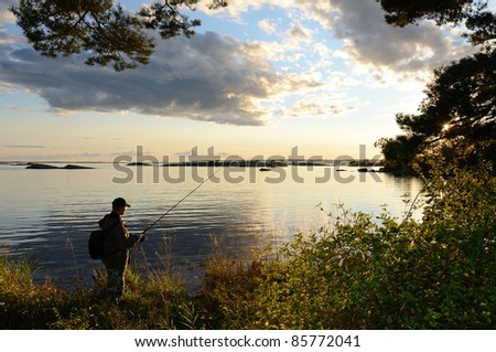 Evening fishing in the sea