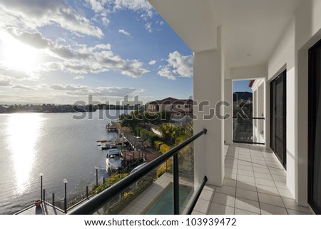 View of luxurious waterfront houses