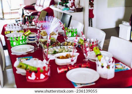 Table set for family Christmas meal