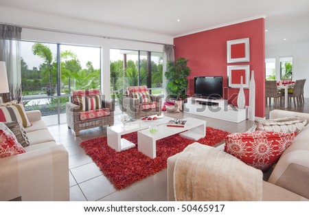 living room in new modern townhouse in Australia