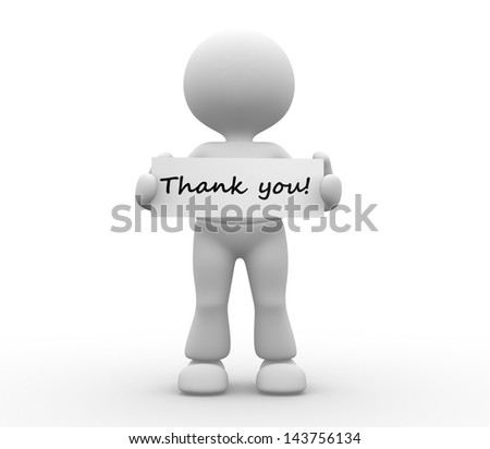 3d People - Man, Person Holding Thank You Board. Stock Photo 143756134 ...