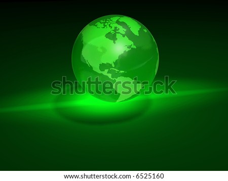 Conceptual mapped with continents Earth planet - glass aspect - 3d render