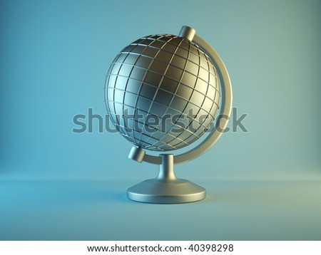 Conceptual metallic wired Earth globe - 3d render