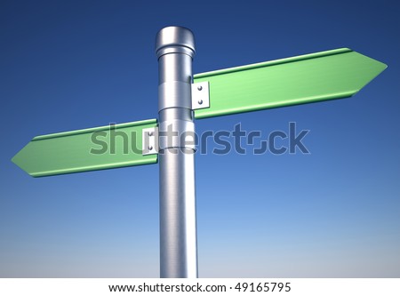 Blank directional sign showing opposite ways - 3d render