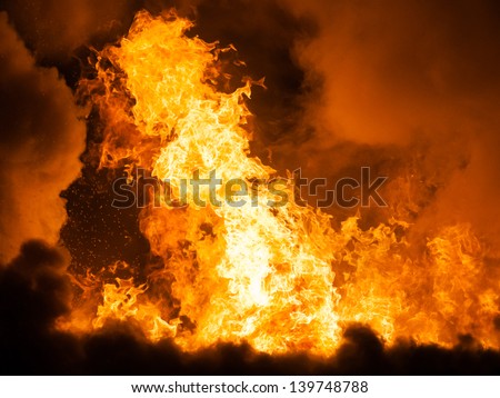 Similar – Image, Stock Photo Man with burning fire in dark cave