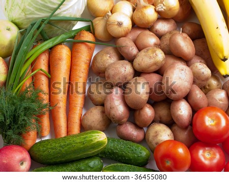 Healthy eating vegetable food on white background