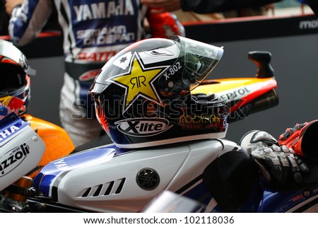 JEREZ, SPAIN - APRIL 29: Victory lane at Bet and Win MotoGP of Spain in Jerez on April 29 2012
