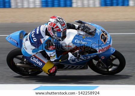 JEREZ - SPAIN, MAY 3: Spanish Moto3 rider Maverick Vinales during practice at 2013 Bwin MotoGP of Spain at Jerez circuit on May 3, 2013