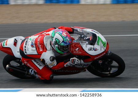 JEREZ - SPAIN, MAY 3: Spanish Moto3 rider Efren Vazquez during practice at 2013 Bwin MotoGP of Spain at Jerez circuit on May 3, 2013