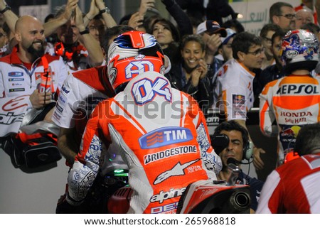 LOSAIL - QATAR, MARCH 28: Italian Ducati rider Andrea Dovizioso at 2015 Commercial Bank MotoGP of Qatar at Losail circuit on March 28, 2015