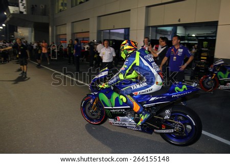 LOSAIL - QATAR, MARCH 29: Italian Yamaha rider Valentino Rossi wins the 2015 Commercial Bank MotoGP of Qatar at Losail circuit on March 29, 2015