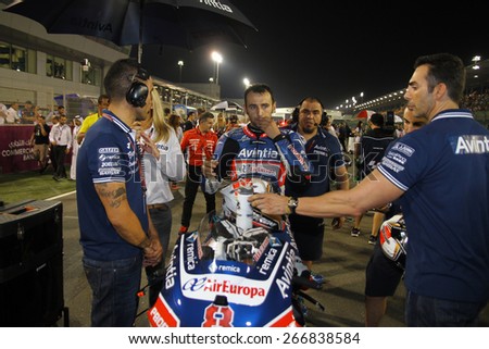 LOSAIL - QATAR, MARCH 29: Spanish Ducati rider Hector Barbera on the grid at 2015 Commercial Bank MotoGP of Qatar at Losail circuit on March 29, 2015