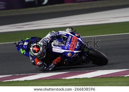 LOSAIL - QATAR, MARCH 27: Spanish Yamaha rider Jorge Lorenzo at 2015 Commercial Bank MotoGP of Qatar at Losail circuit on March 27, 2015