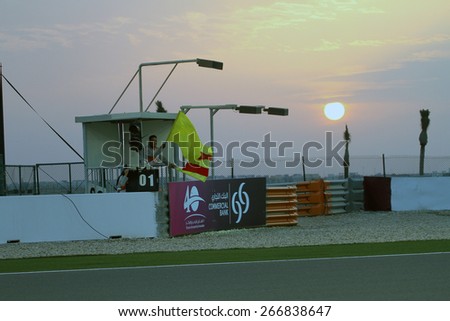 LOSAIL - QATAR, MARCH 27: Sun sets at 2015 Commercial Bank MotoGP of Qatar at Losail circuit on March 27, 2015