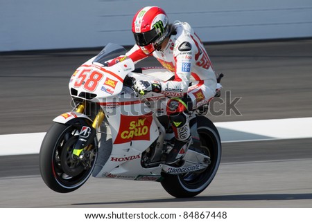 INDIANAPOLIS - AUGUST 27: Italian Honda rider Marco Simoncelli during practice at 2011 Red Bull MotoGP of Indianapolis on August 27, 2011