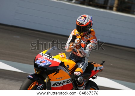 INDIANAPOLIS - AUGUST 27: Australian Honda rider Casey Stoner during practice at 2011 Red Bull MotoGP of Indianapolis on August 27, 2011