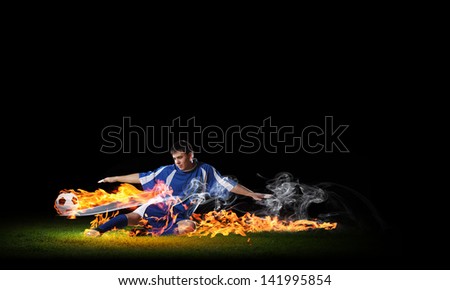 Image of football player in blue shirt